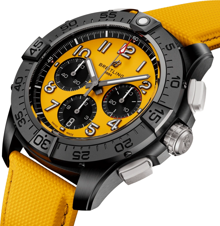 Breitling,Avenger 44mm,44mm,Ceramic,Black,Yellow,Automatic,Chronograph,Day,SB0147101I1X1