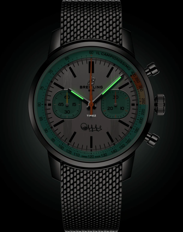 Breitling,Top Time 41mm,41mm,Stainless Steel,Silver,Green,Automatic,Chronograph,70hours,AB01768A1A1A1