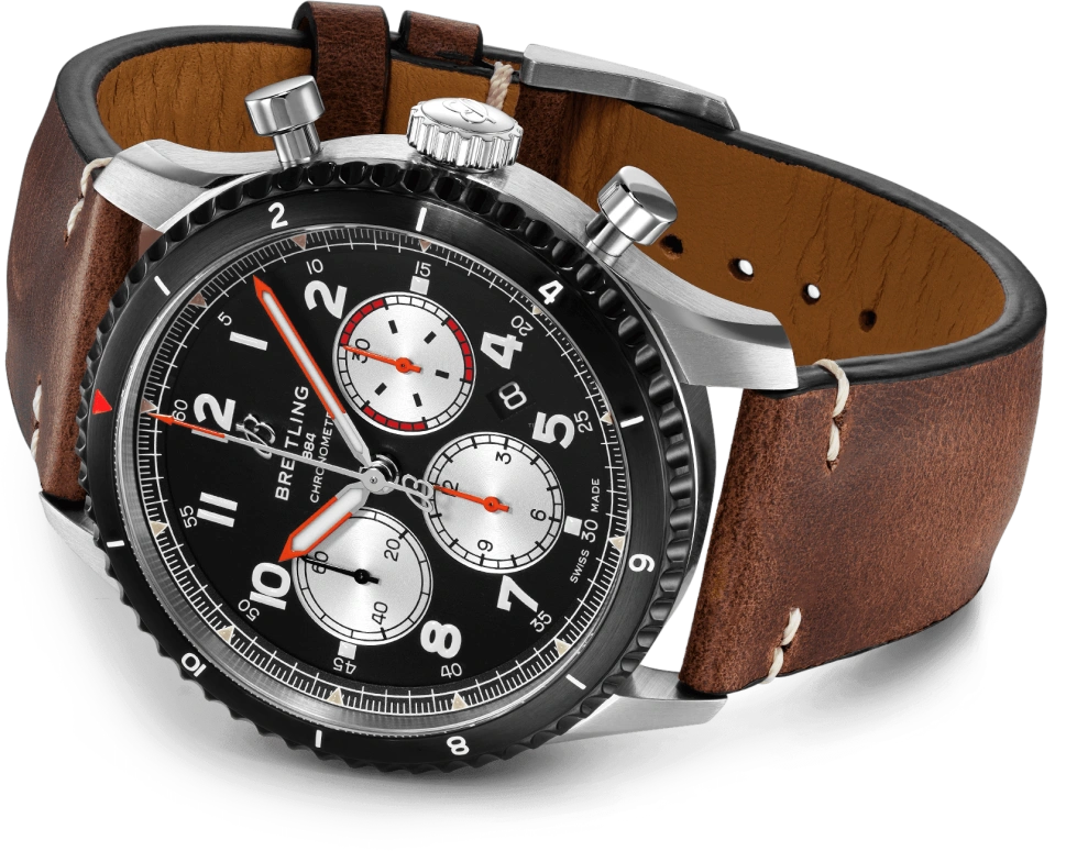 Breitling,Aviatior 8 43mm,43mm,Stainless Steel,Black,Automatic,Chronograph,Day,AB01194A1B1X1