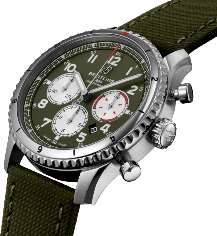 Breitling,Aviatior 8 43mm,43mm,Stainless Steel,Green,Automatic,Chronograph,Day,AB01192A1L1X1