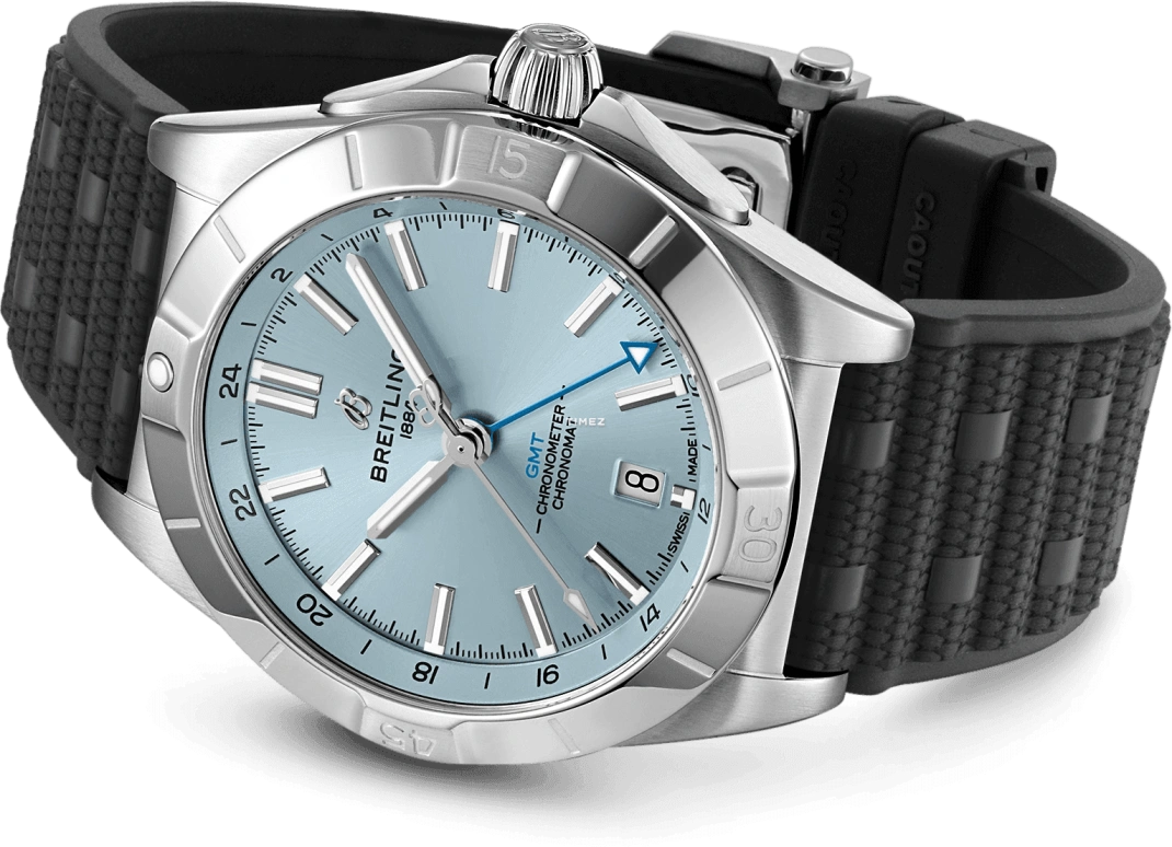 Breitling,Chronomat 40mm,40mm,Stainless Steel,Platinum,Ice Blue,Automatic,Day,Dule Time,P32398101C1S2
