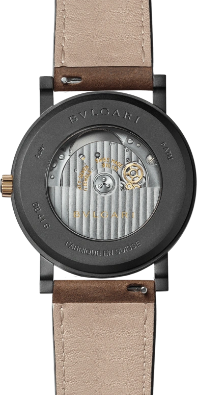 Bulgari,Bulgari Bulgari 41mm,41mm,Stainless Steel,Rose,Black,Sapphire,Crystal Glass,Black,103219