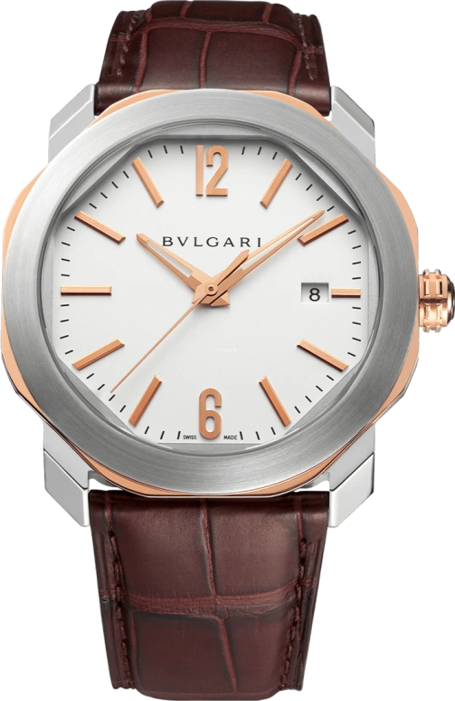 Bulgari,Octo 41mm,41mm,Pink Gold,Stainless Steel,Silver,Automatic,Date,42hours,102703