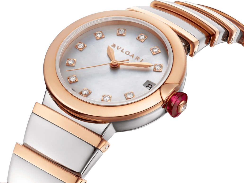 Bulgari,Lvcea 33mm,33mm,Stainless Steel,Rose Gold,Silver White,Automatic,42hours,In-house Caliber,102198