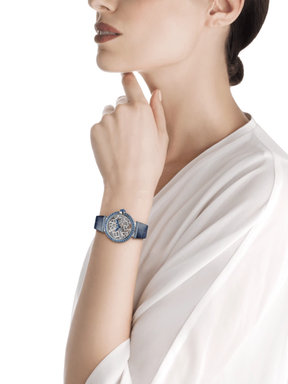 Bulgari,Lvcea 33mm,33mm,Sapphire,White Gold,Blue,Sapphire,Crystal Glass,Setting,Sapphire,103091