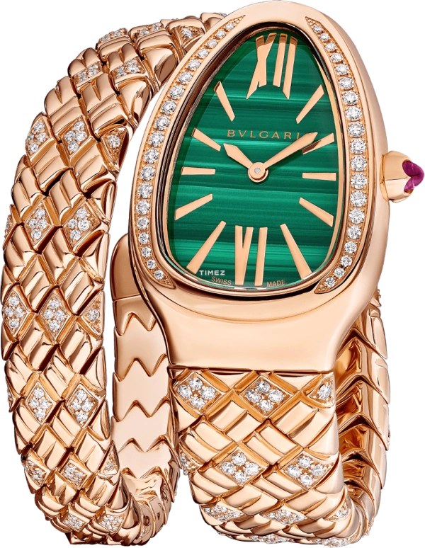 宝格丽,Serpenti 35毫米,35毫米,玫瑰金,绿色,石英,其他,玫瑰金色,103626