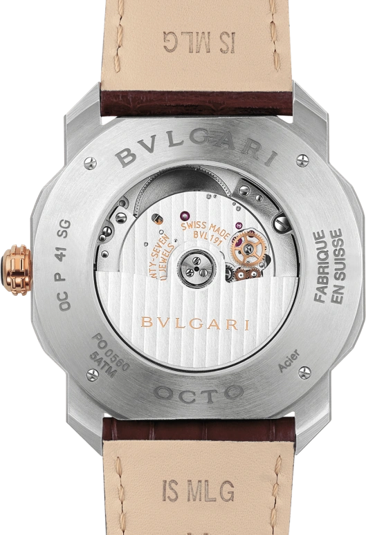 Bulgari,Octo 41mm,41mm,Pink Gold,Stainless Steel,Silver,Automatic,Date,42hours,102703