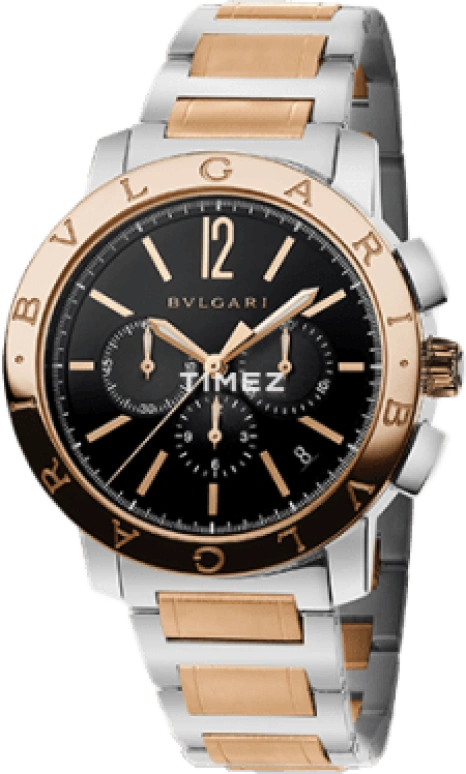 Bulgari,Bulgari Bulgari 41.50mm,41.50mm,Stainless Steel,Rose Gold,Black,Automatic,Chronograph,Day,102140