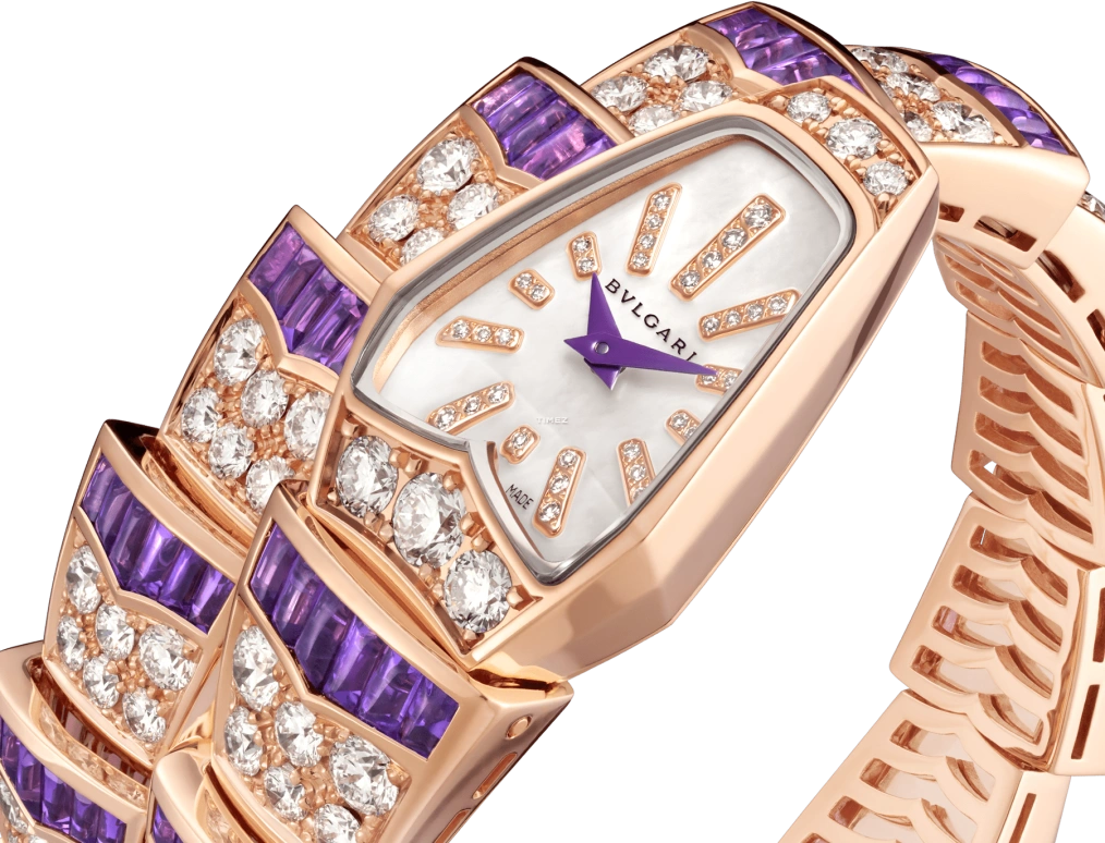 Bulgari,Serpenti 26mm,26mm,Rose Gold,Silver White,Quartz,Sapphire,Crystal Glass,Other,103124