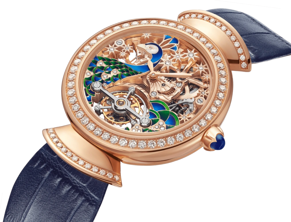 Bulgari,Divas' Dream 37mm,37mm,Rose Gold,Gold,Handwound,In-house Caliber,Sapphire,Crystal Glass,102789