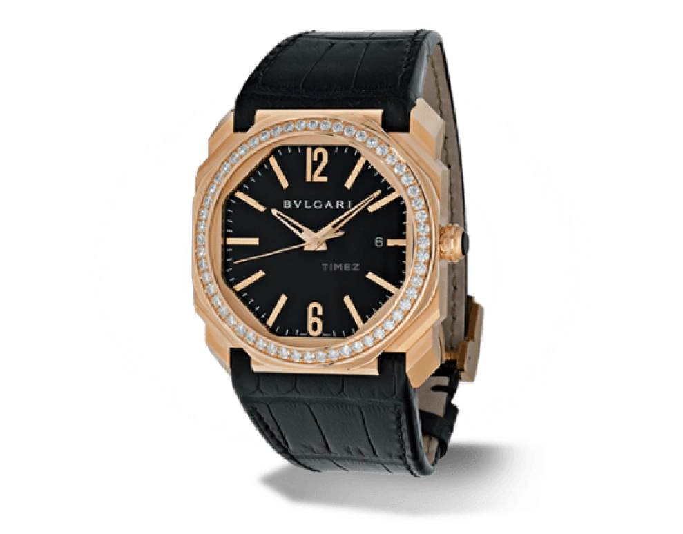 Bulgari,Octo 41.50mm,41.50mm,Pink Gold,Black,Automatic,Date,Hollow Out,102039