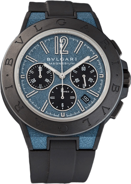 Bulgari,Diagono 42.50mm,42.50mm,Peek,Magnesium Alloy,Ceramic,Blue,Automatic,Chronograph,Day,102304