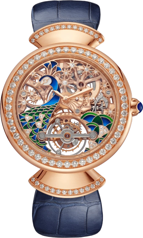 Bulgari,Divas' Dream 37mm,37mm,Rose Gold,Gold,Handwound,In-house Caliber,Sapphire,Crystal Glass,102789