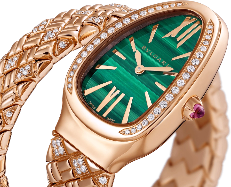 宝格丽,Serpenti 35毫米,35毫米,玫瑰金,绿色,石英,其他,玫瑰金色,103626
