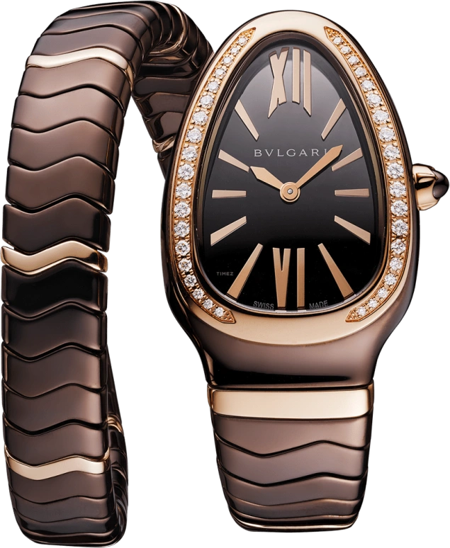 Bulgari,Serpenti 35mm,35mm,Ceramic,Coffee,Brown,Sapphire,Crystal Glass,103060