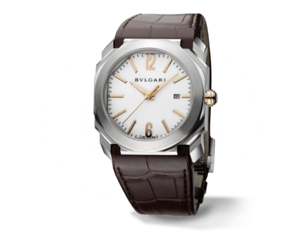 Bulgari,Octo 41mm,41mm,Pink Gold,Stainless Steel,Silver,Automatic,Date,42hours,102207