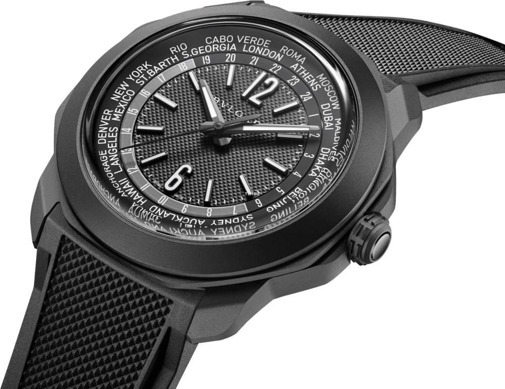 Bulgari,Octo 41mm,41mm,Stainless Steel,Black,Automatic,World Time,42hours,103764