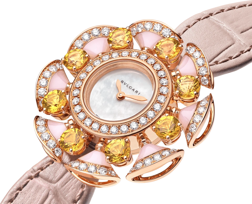 宝格丽,Divas' Dream 33毫米,33毫米,玫瑰金,白色,蓝宝石,水晶玻璃,玫瑰金色,镶嵌,镶钻,103635