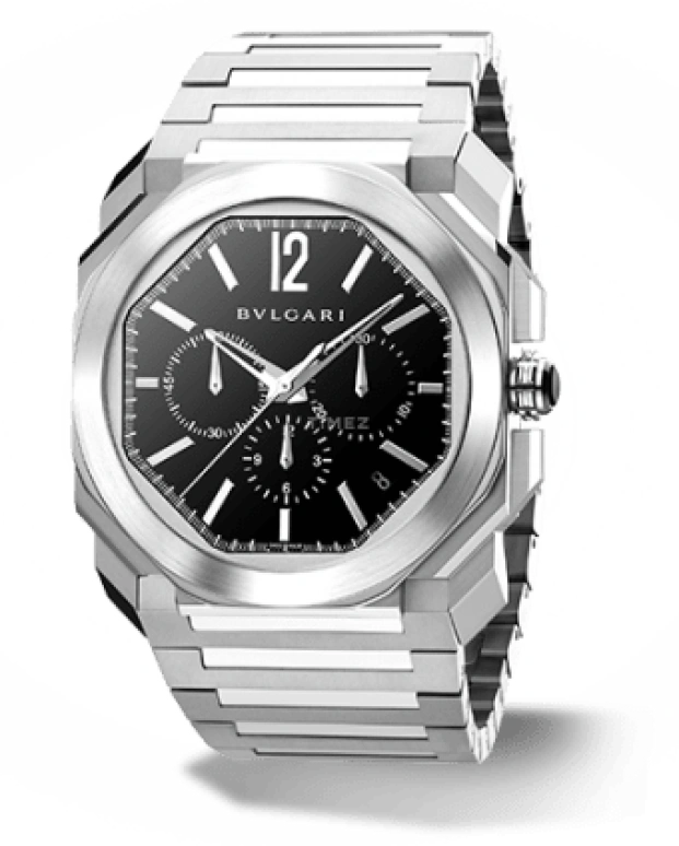 Bulgari,Octo 41mm,41mm,Stainless Steel,Black,Automatic,Chronograph,Date,Column Wheel,102116