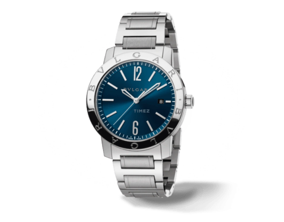 Bulgari,Bulgari Bulgari 41.50mm,41.50mm,Stainless Steel,Blue,Sapphire,Round,102396