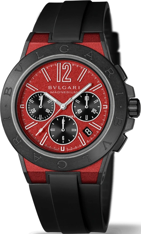 Bulgari,Diagono 42.50mm,42.50mm,Peek,Magnesium Alloy,Ceramic,Red,Automatic,In-house Caliber,Sapphire,102308