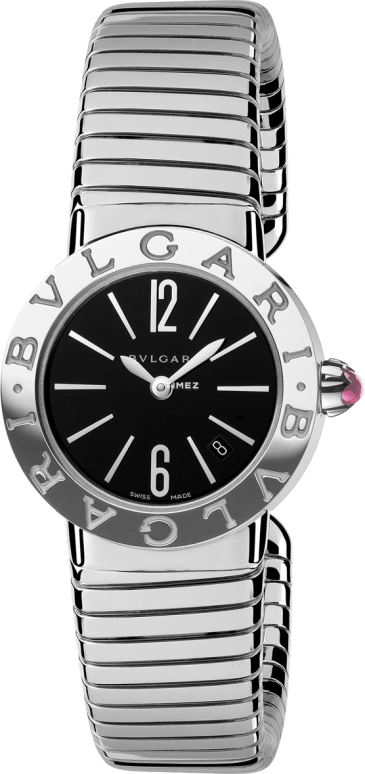 Bulgari,Bulgari Bulgari 26mm,26mm,Stainless Steel,Black,Quartz,In-house Caliber,Sapphire,Crystal Glass,102097