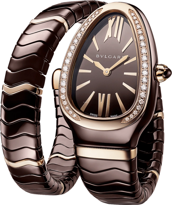 Bulgari,Serpenti 35mm,35mm,Ceramic,Coffee,Brown,Sapphire,Crystal Glass,103060