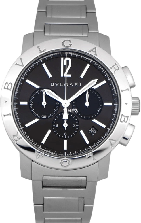 Bulgari,Bulgari Bulgari 41.50mm,41.50mm,Stainless Steel,Black,Automatic,Chronograph,Day,102045