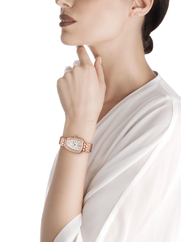 宝格丽,Serpenti Seduttori 33毫米,33毫米,玫瑰金,白色,石英,其他,玫瑰金色,103169