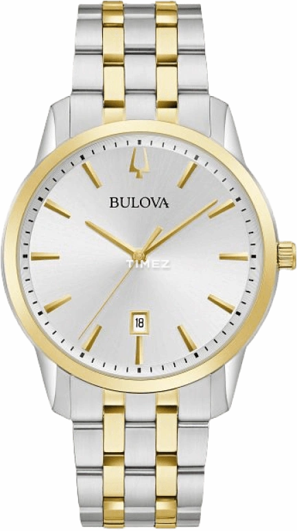 Bulova,Sutton 40mm,40mm,Stainless Steel,Silver White,Quartz,Day,Sapphire,Crystal Glass,98B385