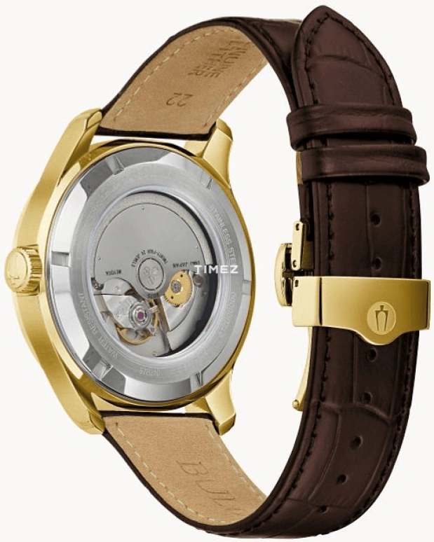 Bulova,Wilton GMT 43mm,43mm,Stainless Steel,Cream,Automatic,Day,Dule Time,GMT,97B210