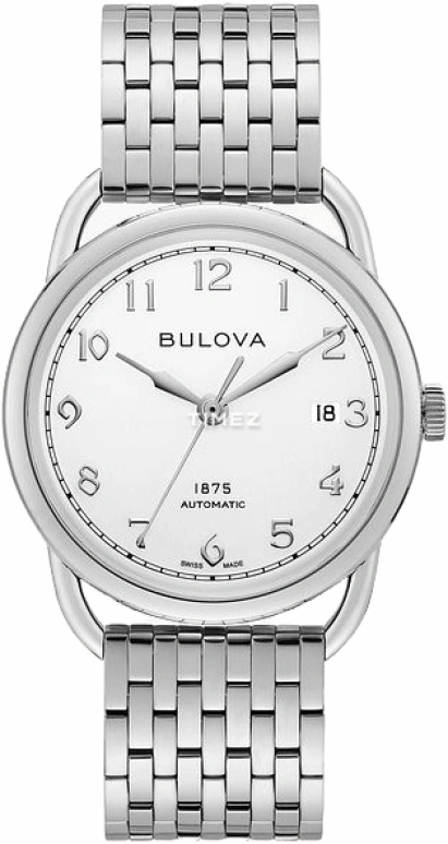 Bulova,Commodore 38.50mm,38.50mm,Stainless Steel,Silver White,Automatic,Day,Sapphire,Crystal Glass,96B326