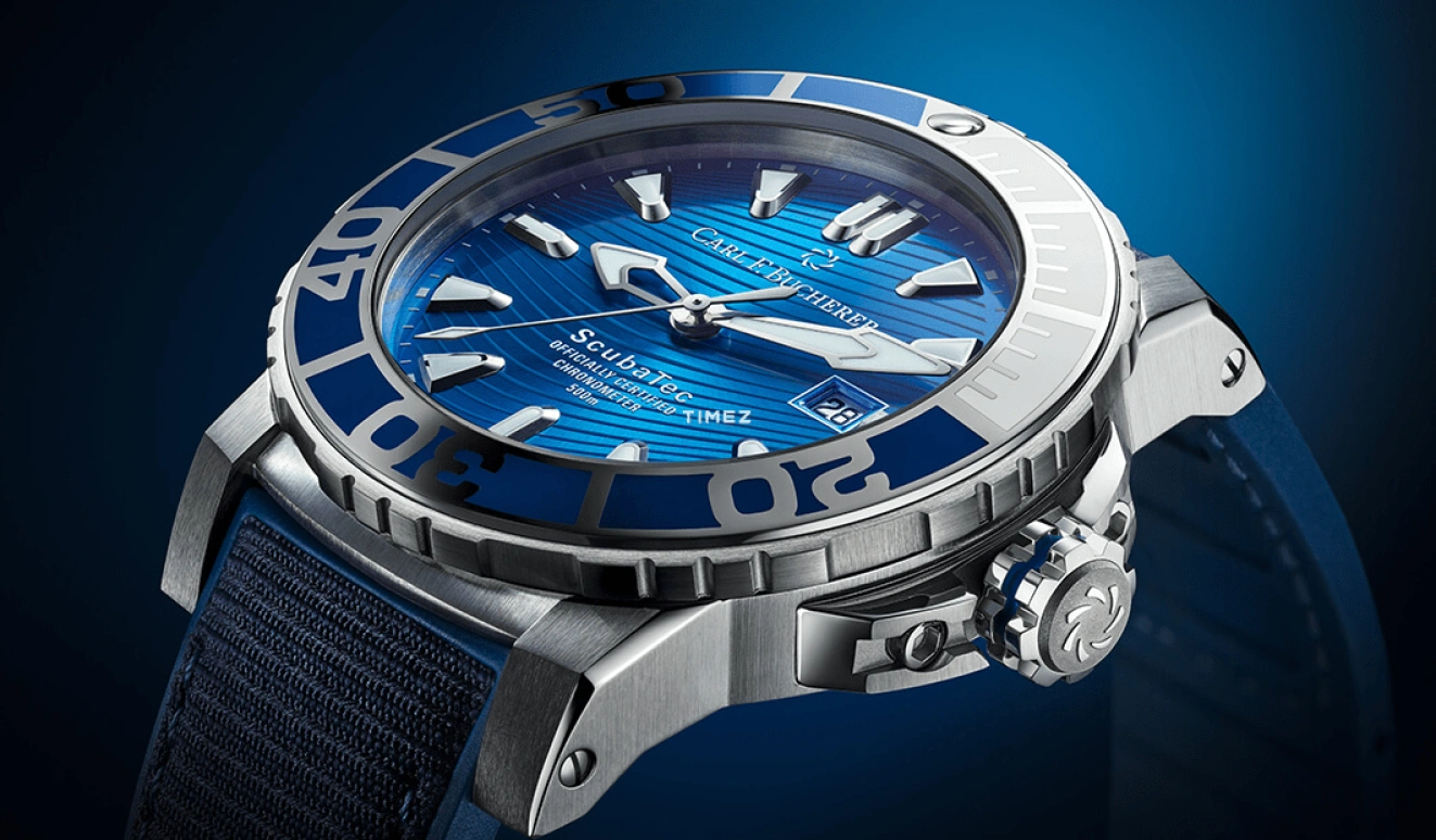 Carl F. Bucherer,Patravi 45mm,45mm,Stainless Steel,Blue,Automatic,Day,Sapphire,00,00.10632.23.53.02