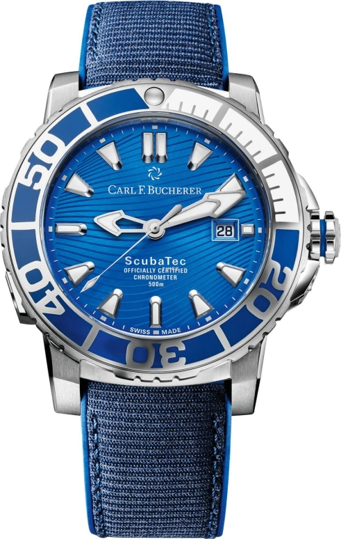 Carl F. Bucherer,Patravi 45mm,45mm,Stainless Steel,Blue,Automatic,Day,Sapphire,00,00.10632.23.53.02