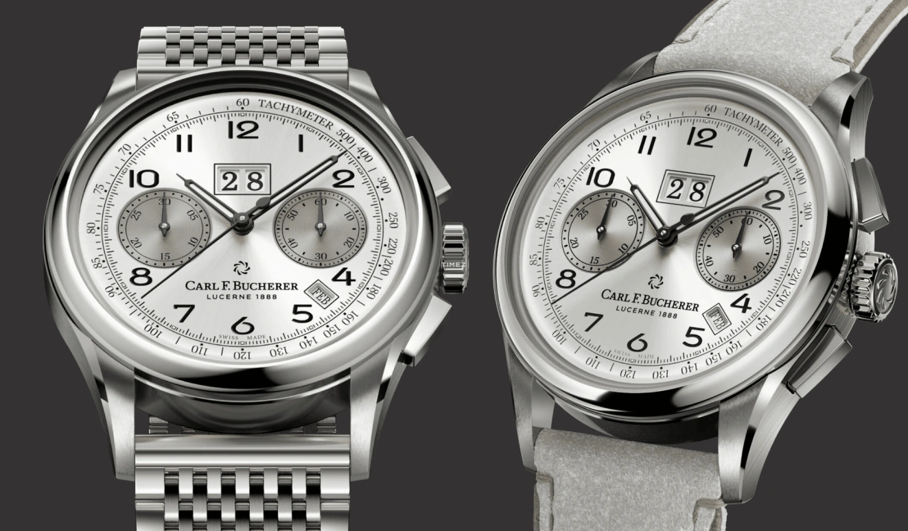 Carl F. Bucherer,Heritage 41mm,41mm,Stainless Steel,Silver,Grey,Automatic,Chronograph,Month,Big Date,00,00.10803.08.12.23