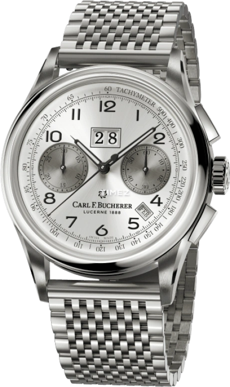 Carl F. Bucherer,Heritage 41mm,41mm,Stainless Steel,Silver,Grey,Automatic,Chronograph,Month,Big Date,00,00.10803.08.12.23