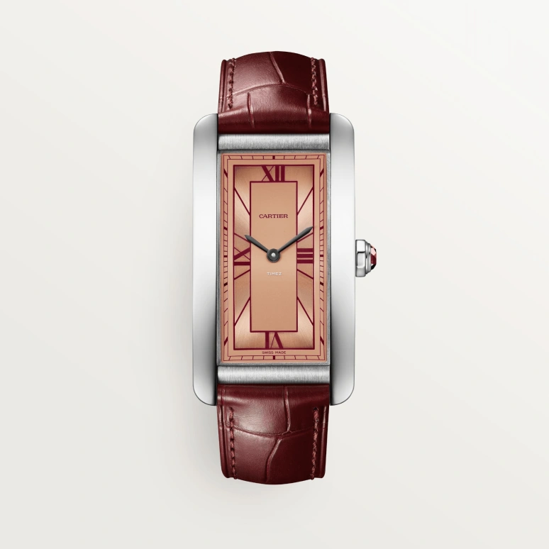 卡地亚,Tank坦克 44.40x24.40毫米,44.40x24.40毫米,铂金,三文鱼色,自动上弦,蓝宝石,水晶玻璃,方形,WGTA0297