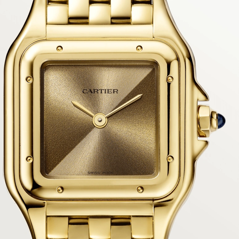 Cartier,Panthère de Cartier 22x30mm,22x30mm,Yellow Gold,Gold,Gradient,Brown,Quartz,Sapphire,Crystal Glass,Square,WGPN0031