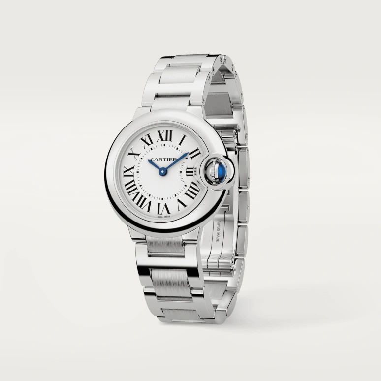 Cartier,Ballon Bleu de Cartier 28.60mm,28.60mm,Stainless Steel,Silver White,Quartz,In-house Caliber,Sapphire,Crystal Glass,W69010Z4