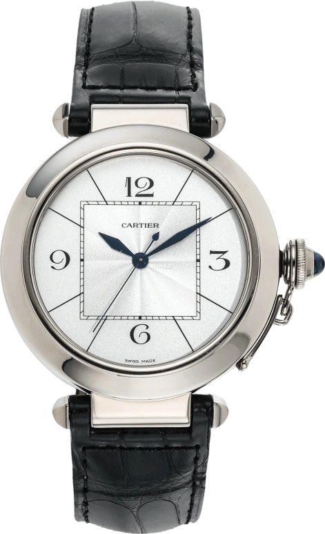 Cartier,Pasha de Cartier 42mm,42mm,Platinum,White,Automatic,Sapphire,Crystal Glass,Round,W3018751