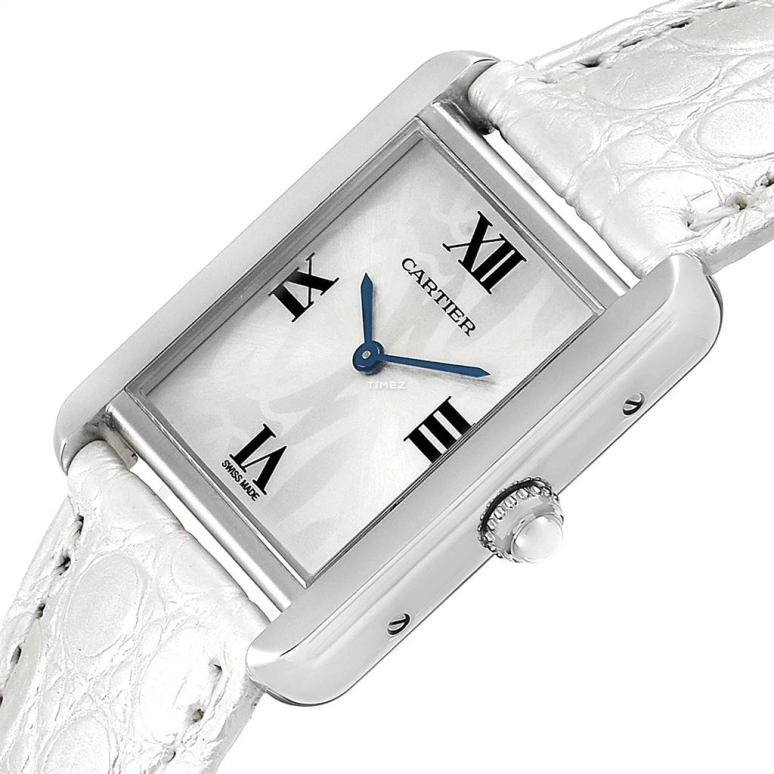 Cartier,Tank 31x24.40mm,31x24.40mm,Stainless Steel,Silver,Grey,Quartz,In-house Caliber,Sapphire,Crystal Glass,W1019555