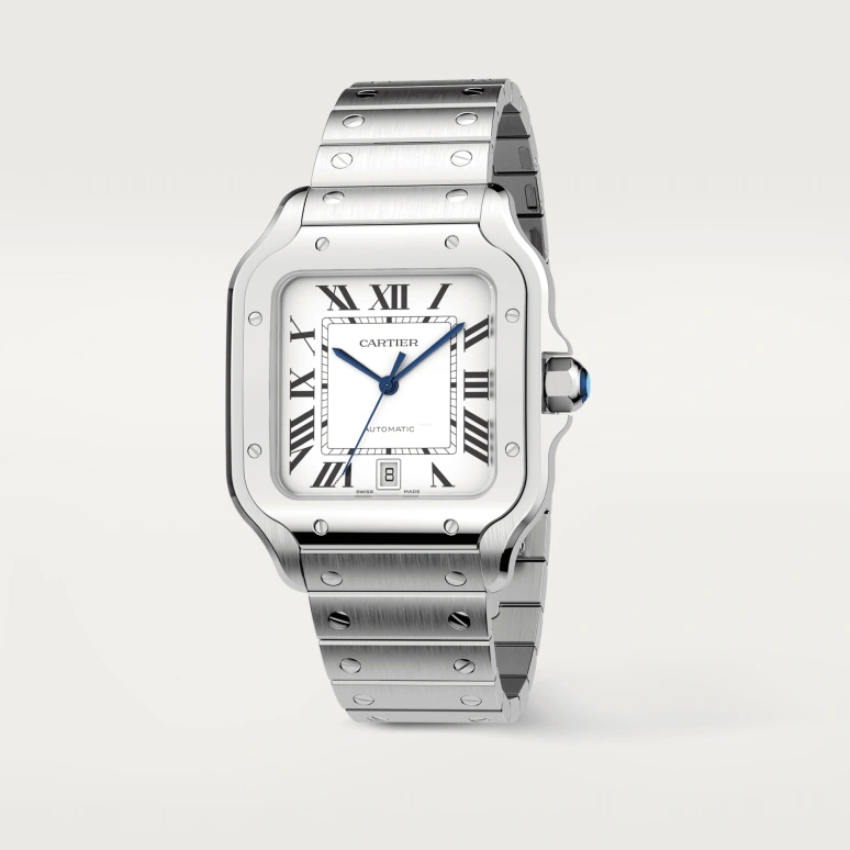 Cartier,Santos de Cartier 39.80x47.50mm,39.80x47.50mm,Stainless Steel,Silver White,Automatic,42hours,In-house Caliber,WSSA0018