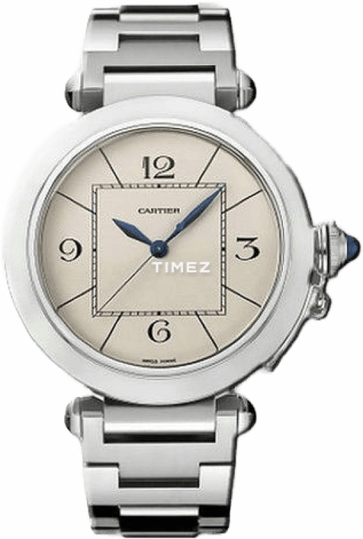 Cartier,Pasha de Cartier 42mm,42mm,Stainless Steel,Beige,Quartz,Sapphire,Crystal Glass,W31072M7