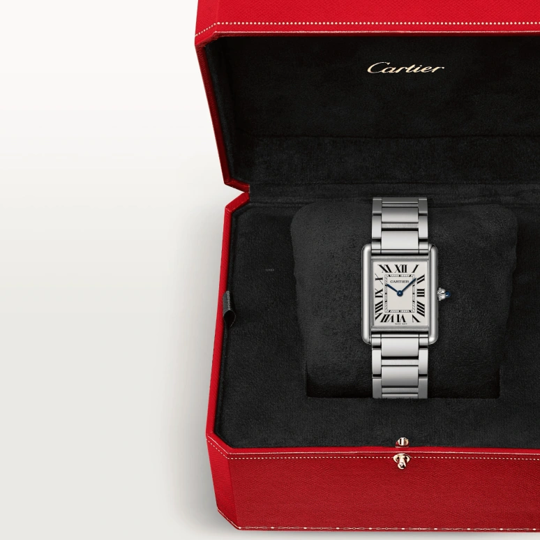Cartier,Tank 33.70x25.50mm,33.70x25.50mm,Stainless Steel,Silver,Quartz,Sapphire,Crystal Glass,Square,WSTA0052