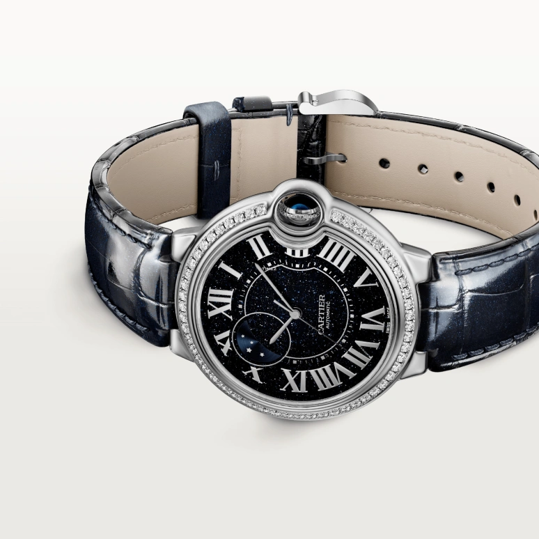 卡地亚,蓝气球 36毫米,36毫米,白金,蓝色,自动上弦,昼夜显示,蓝宝石,水晶玻璃,WJBB0089