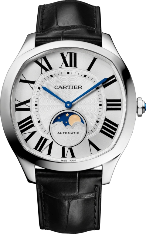 Cartier,Drive de Cartier 40mm,40mm,Stainless Steel,Silver,Sapphire,Cushion,WSNM0008