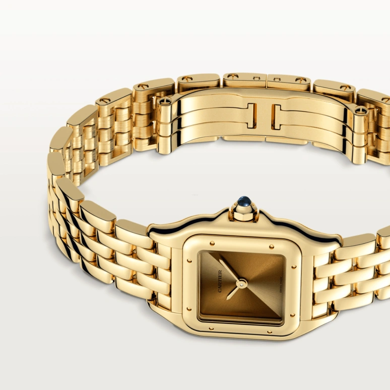 Cartier,Panthère de Cartier 22x30mm,22x30mm,Yellow Gold,Gold,Gradient,Brown,Quartz,Sapphire,Crystal Glass,Square,WGPN0031