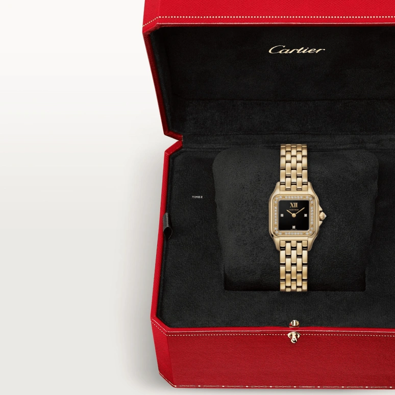 Cartier,Panthère de Cartier 30.30x22mm,30.30x22mm,Yellow Gold,Black,Quartz,Glass,Square,WJPN0089