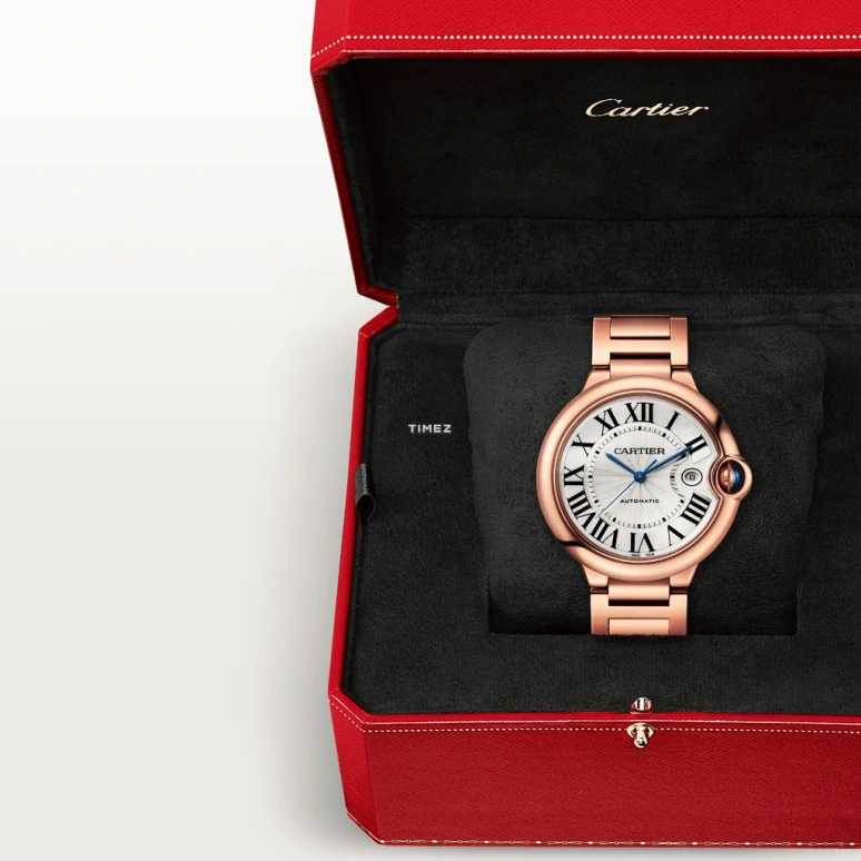 Cartier,Ballon Bleu de Cartier 42.10mm,42.10mm,Rose Gold,Silver,Automatic,Day,42hours,WGBB0016