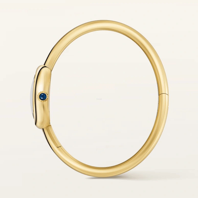 卡地亚,Baignoire浴缸 24.60x18.70毫米,24.60x18.70毫米,黄金,银色,石英,蓝宝石,水晶玻璃,椭圆形,WGBA0078